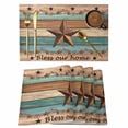 thumbnail image 1 of Placemats 1 Pack, Western Texas Star Retro Woven Placemat, Linen Place Mats for Kitchen/Dining Tables, Country Farmhouse Teal Brown Wood Grain Washable Table Mats for Party, 1 of 8