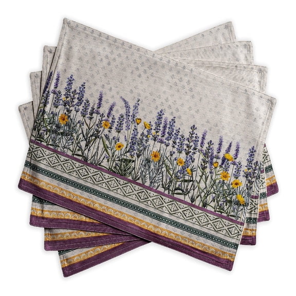 Placemats 100% Cotton D rative Cloth Place Mat Washable Dinner Placemat, Dinner, Wedding, Baby Shower & Dining, Fanny Lavender - Spring/Summer (Set of 4)