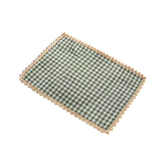 Placemats 11.8" X 15.9" Check Table Mat, Washable Scalloped for Spring Dining Tables Tea Party