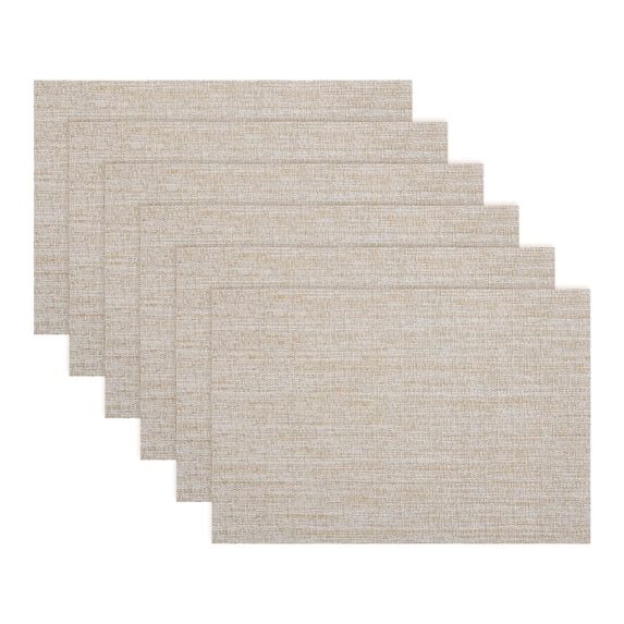 Placemats 6 Pack Rectangle Plastic Placemats for Table Decor Washable Heat Resistant Table Placemats Wipeable Table Mat Beige Gold 17.7x11.8inch