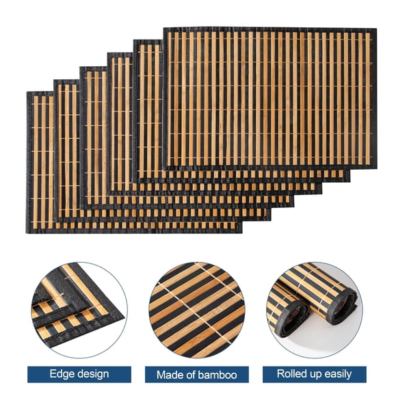Placemats , Bamboo Table Mats Set with Leaf Pattern, Woven Placemat, Washable Heat-Resistant Place Mats for Kitchen