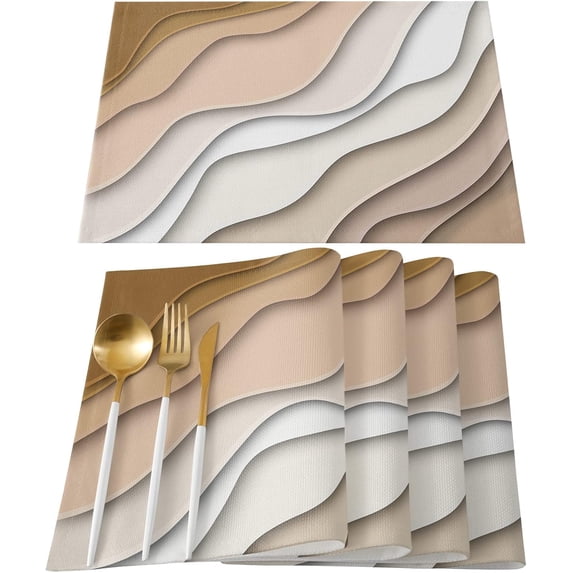 Placemats Brown Modern Geometric Place Mats for Dining Room Dinner Table Ombre Brown Abstract Washable Table Mats Kitchen Decorations Set of 4