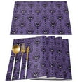 thumbnail image 1 of Placemats for Dining Table Set of 4, Halloween Haunted Mansion Design Table Mats Stain Resistant Heat Insulation Non-Slip Washable Table Decoration for Kitchen, Purple Black, 1 of 5