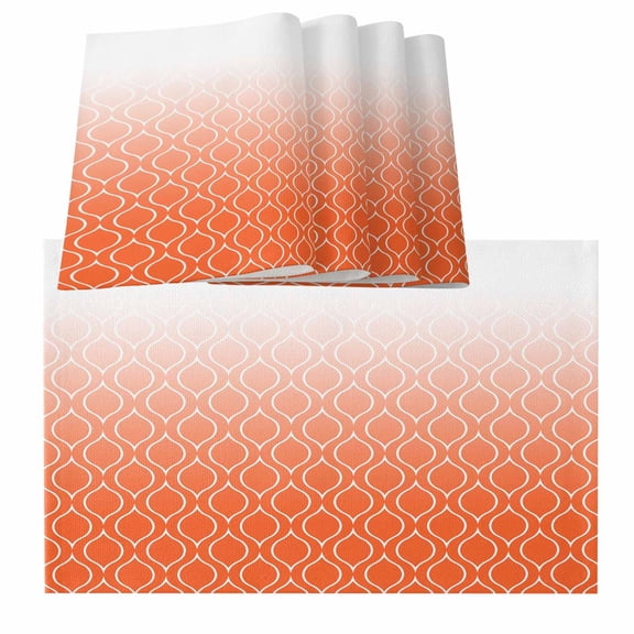 Placemats for Dinning Table Set of 12, Morocco Orange Modern Geometric Gradient Simple Burlap Kitchen Place Mats Waterproof Cloth Table Mats, Indoor Outdoor Placemats Easy Clean Dinner Decor