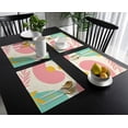 thumbnail image 1 of Placemats for Dinning Table Set of 4 Waterproof Cloth Table Mats, Cotton Linen Place Mats Fabric Dinner Mat, Pink Turquoise Yellow Abstract Plant Sun Art, Table Decor Easy Clean Machine Washable, 1 of 6