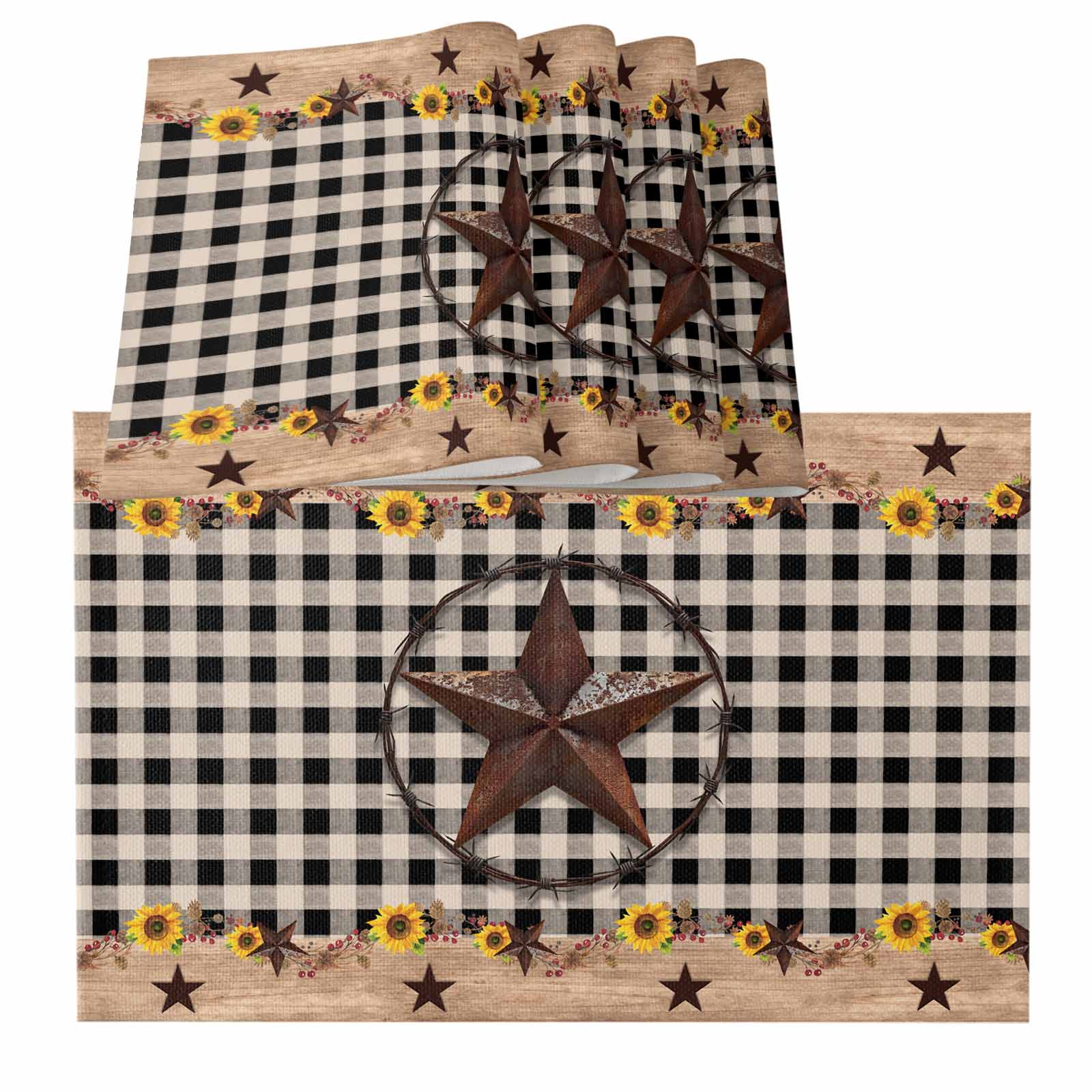 Placemats for Dinning Table Set of 8, Texas Star Farmhouse Country ...