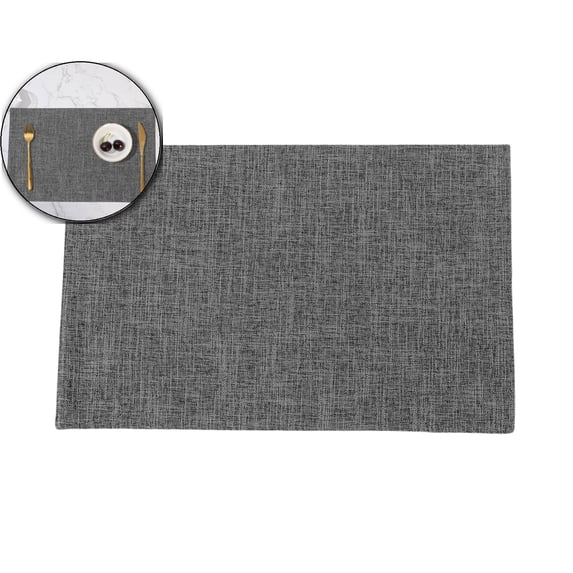 Placemats, Dual-Layer Thickened Faux Linen Table Mat, Heat Resistant & Wrinkle-Free, Machine Washable Cloth Place Mat for Kitchen Dining Indoor Outdoor, 11.8x18.1 Inch