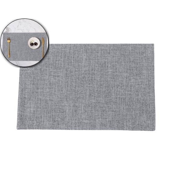 Placemats, Dual-Layer Thickened Faux Linen Table Mat, Heat Resistant & Wrinkle-Free, Machine Washable Cloth Place Mat for Kitchen Dining Indoor Outdoor, 11.8x18.1 Inch