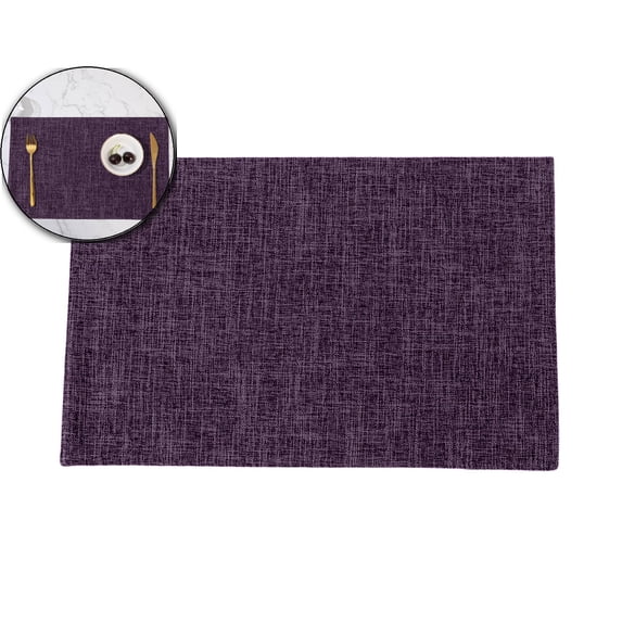 Placemats, Dual-Layer Thickened Faux Linen Table Mat, Heat Resistant & Wrinkle-Free, Machine Washable Cloth Place Mat for Kitchen Dining Indoor Outdoor, 11.8x18.1 Inch