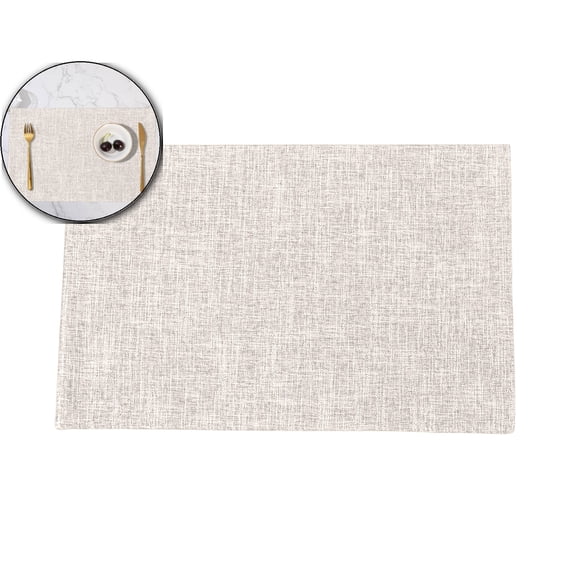 Placemats, Dual-Layer Thickened Faux Linen Table Mat, Heat Resistant & Wrinkle-Free, Machine Washable Cloth Place Mat for Kitchen Dining Indoor Outdoor, 11.8x18.1 Inch
