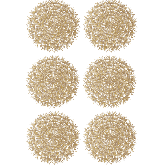 Placemats For Dining Table Set Of 6，Stain Resistant Washable Durable Metallic Pressed Vinyl Fancy Kitchen Mats