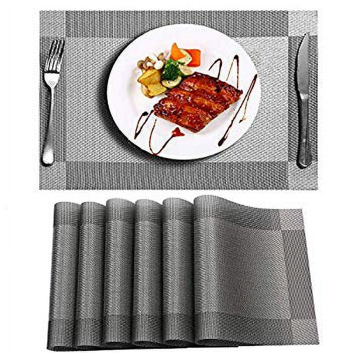 Placemats For Dining Table Wipeable Table Mats Set of 6 NonSlip Washable Place Mats,Heat