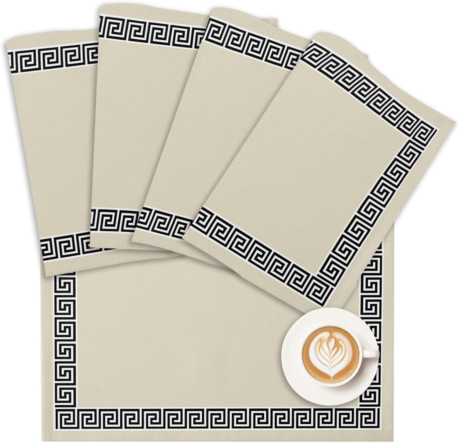 Placemats Geometric Greek Key Design Place Mats for Dining Room Dinner ...