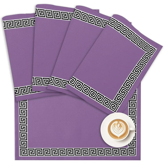 Placemats Geometric Greek Key Design Place Mats for Dining Room Dinner Table Purple Washable Table Mats Kitchen Decorations Set of 4