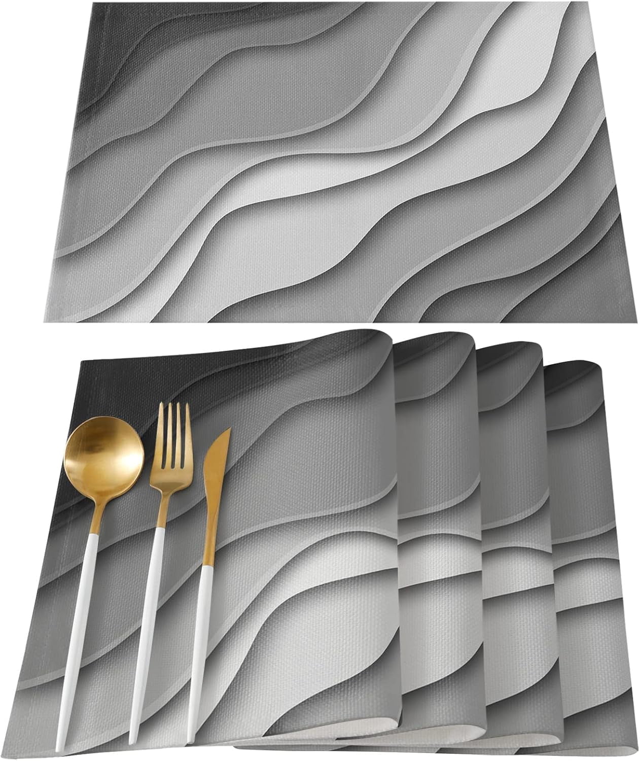 Grey Table Material Placemats Grey Modern Geometric Place Mats for Dining Room Dinner Table ...