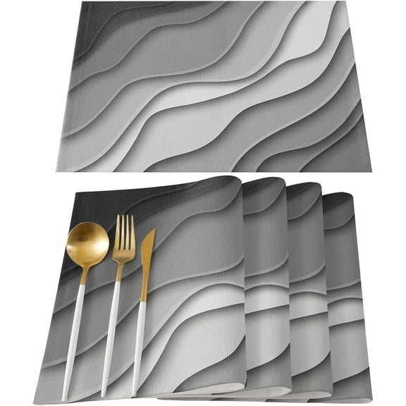 Placemats Grey Modern Geometric Place Mats for Dining Room Dinner Table Gray Abstract Beach Washable Table Mats Kitchen Decorations Set of 4