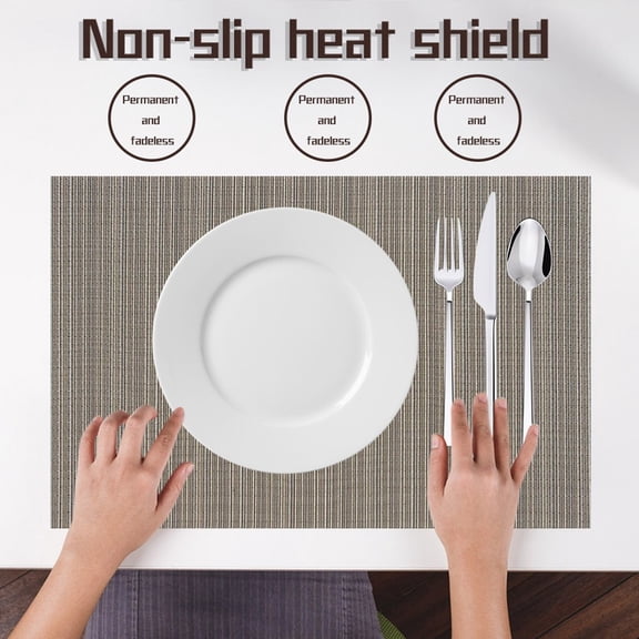 Placemats Heat-Resistant Indoor Place Mats, Washable Wipeable PVC Vinyl Outdoor Table Mats for Dining Table Kitchen Restaurant 18×12 Inch