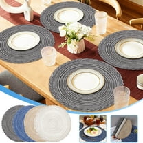 Placemats Heat Resistant, Ramie Cotton Yarn Dining Table Mat Heat Insulation Pad, Heat Resistant Place Mats(Blue, 14.2in)