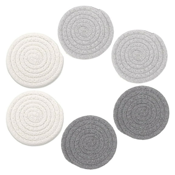 Placemats, Ongmies Cotton Rope Woven Meal Mat Circular Cotton Thread Woven Cup Mat Pot Mat Kitchen Table Thickened Insulation Mat, C