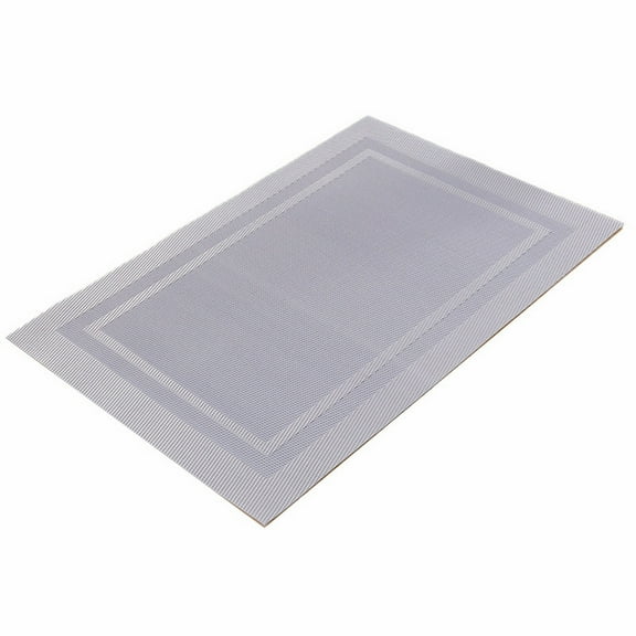 Placemats, Placemats 1 Pcs 17x11 Inch, Heat Resistant Place Mats, Washable PVC Table Mats, Woven Vinyl Plastic Placemats for Dining Table, Non-Slip Stain Resistant Kitchen Table Placemats(Silver)