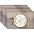 thumbnail image 1 of Placemats, Placemats Set of 6, Heat Resistant Place Mats, Washable PVC Table Mats, Woven Vinyl Plastic Placemats for Dining Table, Non-Slip Stain Resistant Kitchen Table Placemats Easy to Clean, 1 of 4