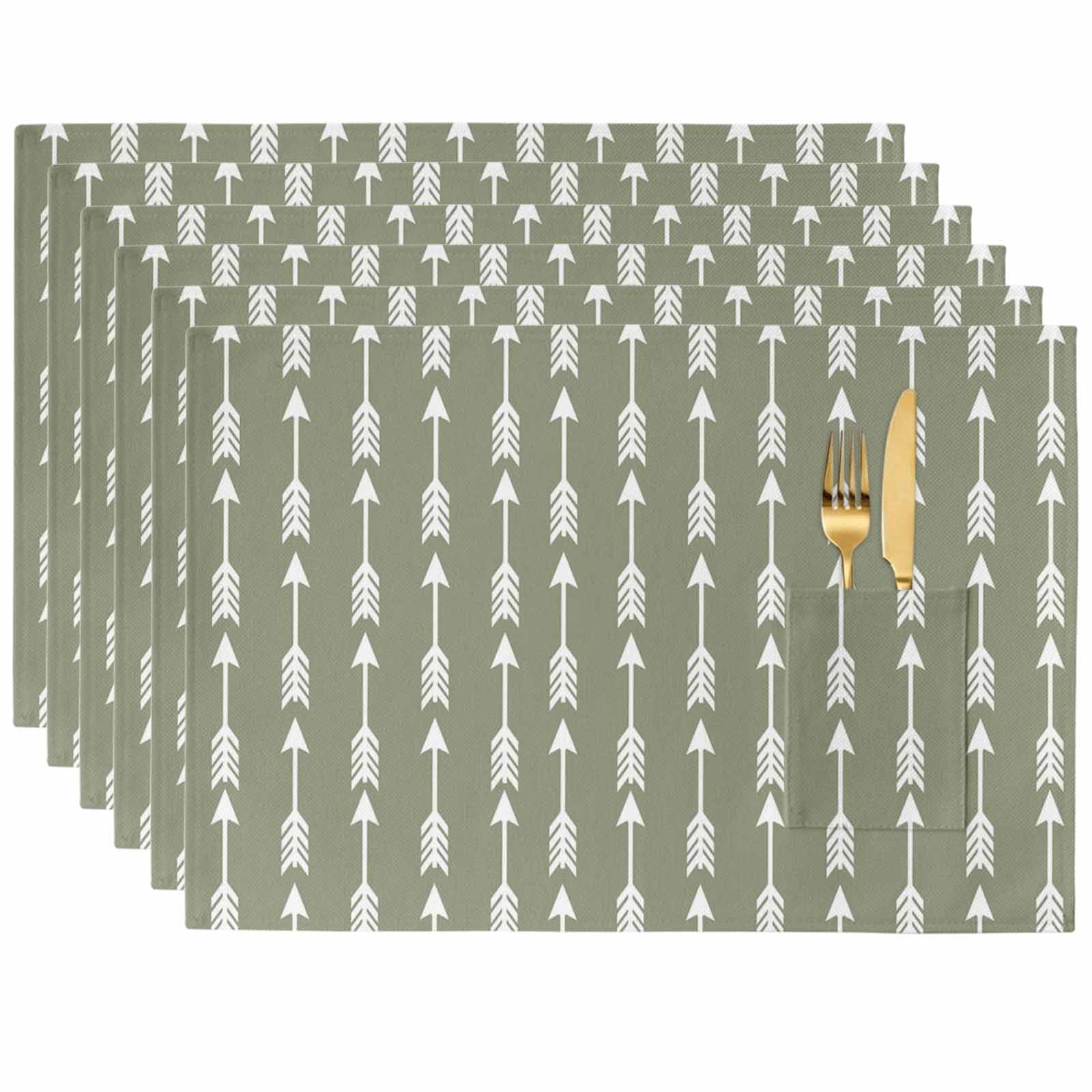 Fletchuing Trable Placemats with Pockets Set of 6 Arrows Shafts Fletching Place Mats Sage ...