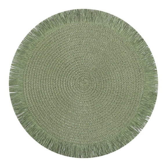 Placemats, Round Placemats for Dining Table Woven Heat Resistant Non-Slip Kitchen Table Mats Diameter Boho Placemats 15'', Rustic Woven Fade-Safe Tablemats, Braided Placemats for Home, Cafe or Events