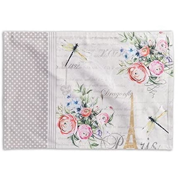 Placemats Set of 2 100% Cotton Washable Cloth Place Mats, Reusable Table Mats for Kitchen Dining Decoration, Party, Wedding, Restaurant Spring/Summer (Champ De Mars, 13" x 19")