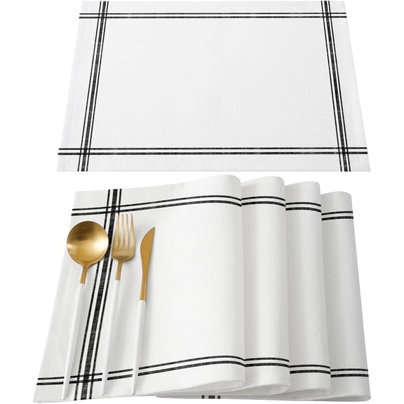Placemats Set of 2, Solid Color Place Mats White Tablemats Washable Placemat Table Decoration for Kitchen Table Dinner Party Home Decor Indoor Outdoor 12x18 Inch