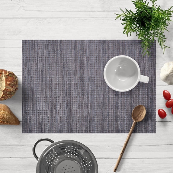 Placemats Set of 24 for Dining Table, Table Placemats, Rectangular PVC Vinyl, 18x12 Inches - Gray Multi