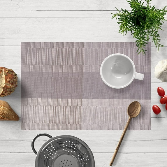 Placemats Set of 24 for Dining Table, Table Placemats, Rectangular PVC Vinyl, 18x12 Inches - Light Gold