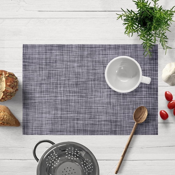 Placemats Set of 24 for Dining Table, Table Placemats, Rectangular PVC Vinyl, 18x12 Inches - Gray