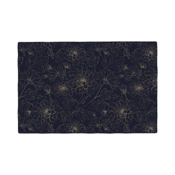 Placemats Set of 4 / 6, Copper-Gold Gloss Outline Chrysanthemum Placemats for Dining Table Indoor/Outdoors Heat Resistant Washable Placemats 18" x 12"