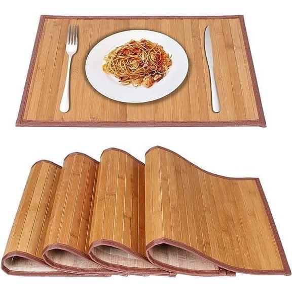Placemats Set of 4 for Dining Table, Bamboo Place Mats for Kitchen Table Decor, Table Mats Heat Resistant & Non-Slip for Indoor/Outdoor Party, Table Placemats Set of 4 for Dinner Table