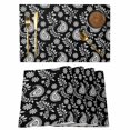 thumbnail image 1 of Placemats Set of 4, Black Paisley Woven Placemat, Linen Place Mats for Kitchen/Dining Tables, Ethnic Vintage Floral Botanical Abstract Washable Table Mats for Party, 1 of 8
