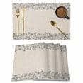thumbnail image 1 of Placemats Set of 4, Blue Flower Woven Placemat, Linen Place Mats for Kitchen/Dining Tables, Spring Farmhouse Country Floral Plant Beige Washable Table Mats for Party, 1 of 8