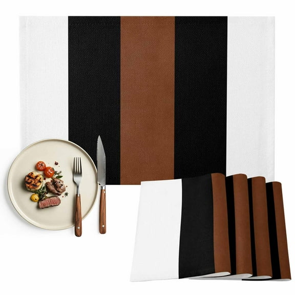 Placemats Set of 4, Brown Black White Place Mats Boho Style Tablemats Washable Placemat Table Decoration for Kitchen Table Dinner Party Home Decor Indoor Outdoor 13x19 Inch