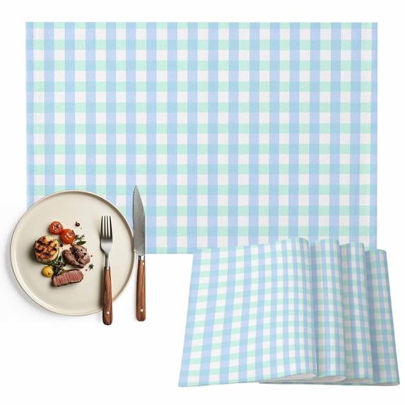 Placemats Set of 4, Buffalo Plaid Blue Place Mats Classic Checked Tablemats Washable Placemat Table Decoration for Kitchen Table Dinner Party Home Decor Indoor Outdoor 13x19 Inch