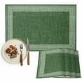 thumbnail image 1 of Placemats Set of 4, Dark Green Linen Key Design Place Mats Geometric Back Print Tablemats Washable Placemat Table Decoration for Kitchen Table Dinner Party Home Decor Indoor Outdoor 13x19 Inch, 1 of 9
