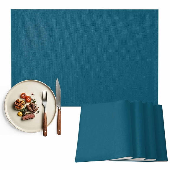 Placemats Set of 4, Dark Teal Place Mats Solid Green Color Tablemats Washable Placemat Table Decoration for Kitchen Table Dinner Party Home Decor Indoor Outdoor 13x19 Inch