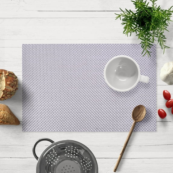 Placemats Set of 4 for Dining Table, Table Placemats, Rectangular Vinyl, PVC, 18x12 Inches - Silver