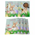 thumbnail image 1 of Placemats Set of 4, Easter Bunny Woven Placemat, Linen Place Mats for Kitchen/Dining Tables, Spring Easter Eggs Floral Teal Wood Washable Table Mats for Party, 1 of 8