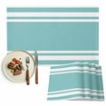 thumbnail image 1 of Placemats Set of 4, Geometric Pattern Place Mats Teal Stripe Lines Tablemats Washable Placemat Table Decoration for Kitchen Table Dinner Party Home Decor Indoor Outdoor 13x19 Inch, 1 of 9