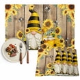thumbnail image 1 of Placemats Set of 4, Gnome Honey Bee Place Mats Sunflower Wood Grain Tablemats Washable Placemat Table Decoration for Kitchen Table Dinner Party Home Decor Indoor Outdoor 13x19 Inch, 1 of 9