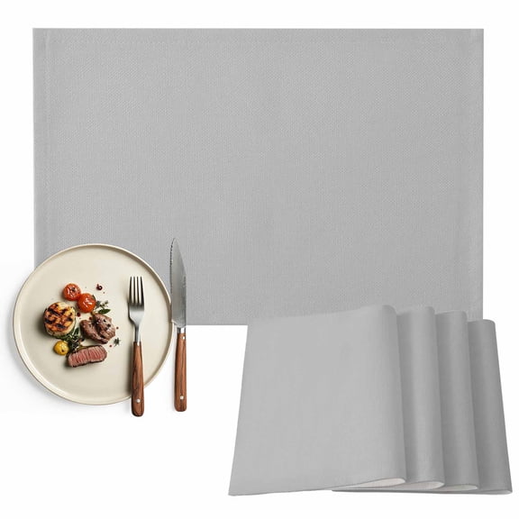 Placemats Set of 4, Gray Place Mats Simple Style Tablemats Washable Placemat Table Decoration for Kitchen Table Dinner Party Home Decor Indoor Outdoor 13x19 Inch
