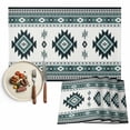 thumbnail image 1 of Placemats Set of 4, Green Bohemian Place Mats Southwest Tribal Aztec Boho Tablemats Washable Placemat Table Decoration for Kitchen Table Dinner Party Home Decor Indoor Outdoor 13x19 Inch, 1 of 9