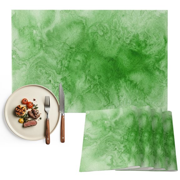 Placemats Set of 4, Green Fog Clouds Place Mats Abstract Swirls Vapor Tablemats Washable Placemat Table Decoration for Kitchen Table Dinner Party Home Decor Indoor Outdoor 13x19 Inch