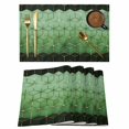 thumbnail image 1 of Placemats Set of 4, Green Geometric Woven Placemat, Linen Place Mats for Kitchen/Dining Tables, Ombre Modern Abstract Art Washable Table Mats for Party, 1 of 8