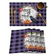 thumbnail image 1 of Placemats Set of 4 Halloween Pumpkin Crow Skull Eyeball Black Purple Plaid Heat Insulation Washable Place Mats, Rustic Non-Slip Table Mats for Dining Table Party Kitchen Decor,13x19 Inch, 1 of 4