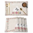 thumbnail image 1 of Placemats Set of 4, Happy Easter Woven Placemat, Linen Place Mats for Kitchen/Dining Tables, Bow Bunny Colorful Eggs Flowers Vines Washable Table Mats for Party, 1 of 8